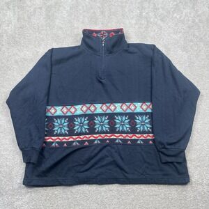 VTG Sporting Club Plus Women's 1/4 Zip Fleece Size 22 / 24 Blue Geometric